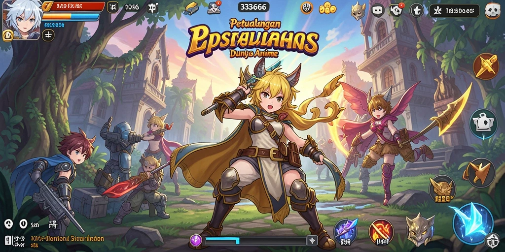 Tangkapan layar utama 333666 yang menampilkan aksi karakter anime.