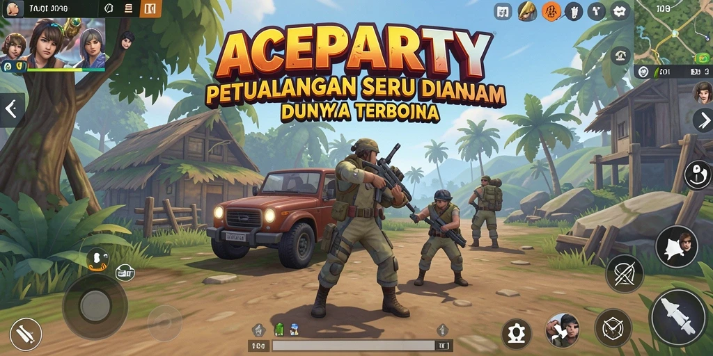 Screenshot gameplay ACEPARTY menampilkan dunia terbuka yang kaya dan menarik.