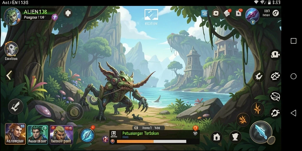 Screenshot menampilkan kebebasan menjelajahi dunia ALIEN138.