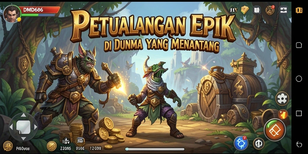 Screenshot gameplay DMD686 menampilkan petualangan yang menegangkan dan indah.