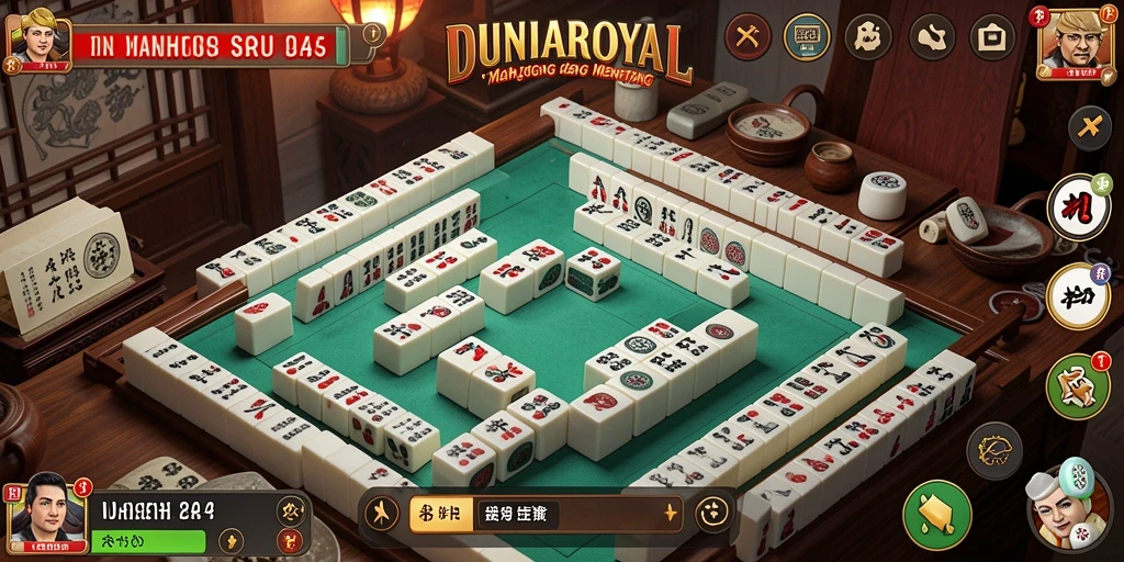 Tampilan gameplay menarik dalam DUNIAROYAL saat menyusun batu Mahjong.