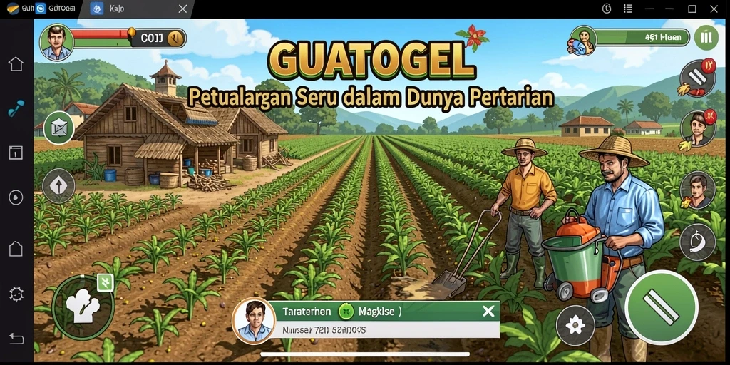 Tampilan gameplay bertani yang cerah dan menarik di GUATOGEL.