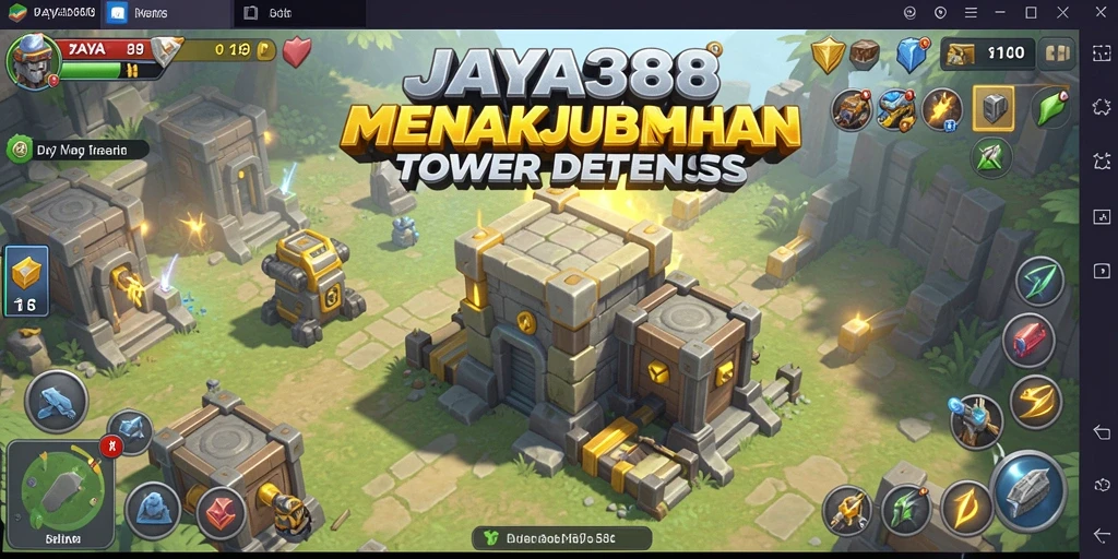Screenshot menampilkan aksi intens dalam game Tower Defense JAYA388.
