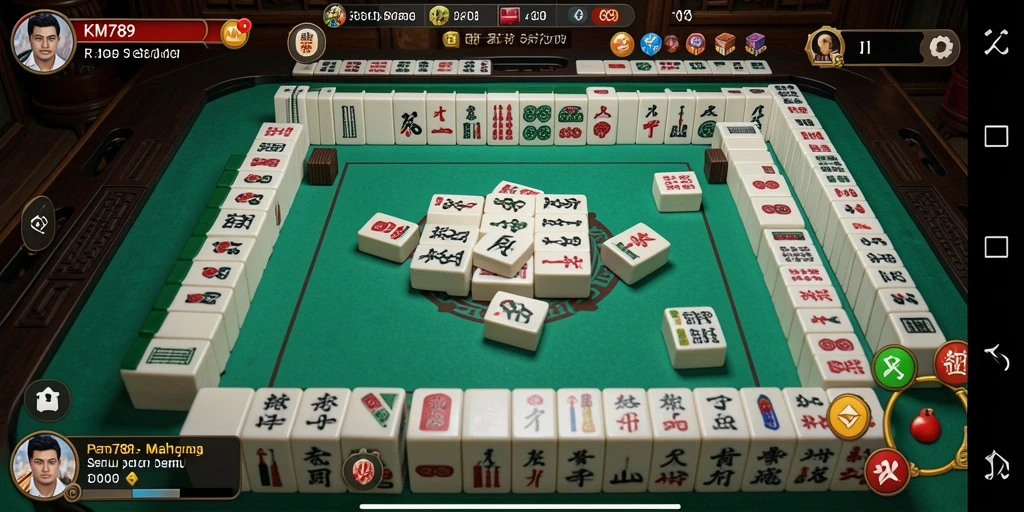 Screenshot gameplay KM789 menampilkan aksi Mahjong yang mendebarkan.