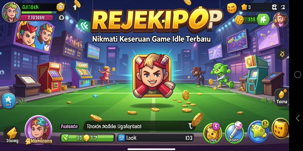 Tampilan gameplay seru di REJEKIPOP dengan karakter yang berkembang.