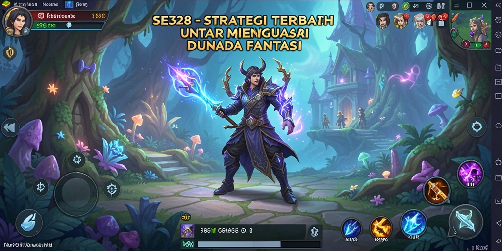 Screenshot utama SE328 menampilkan aksi pertempuran intens dan pembangunan kerajaan.
