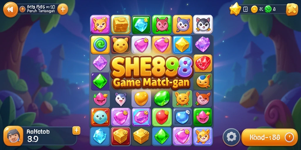 Tampilan gameplay SHE888 dengan aksi Match-3 yang seru.