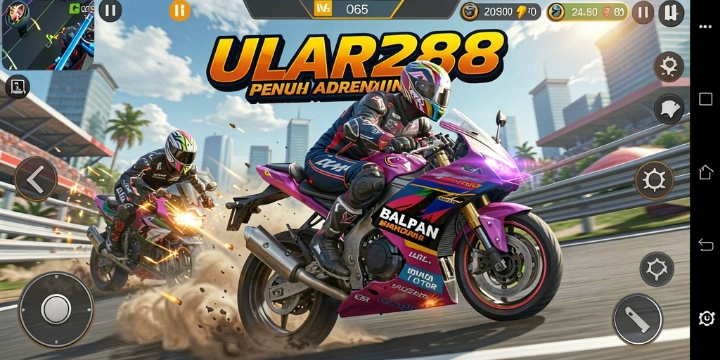 Gameplay seru dan mendebarkan ULAR288 saat balapan motor.