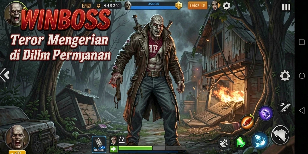 Tangkapan layar WINBOSS menampilkan suasana Horror yang mencekam dalam gameplay.